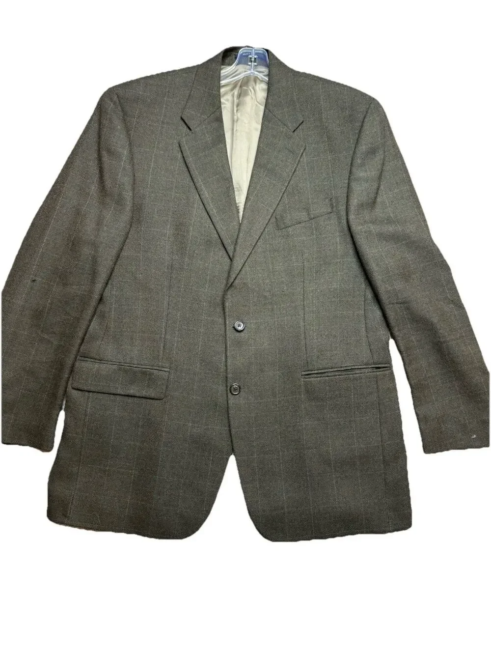 VTG Polo Ralph Lauren Blazer Mens 44 L Green Plaid Windowpane Union Made in USA